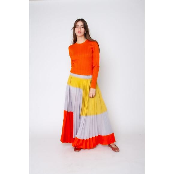 Anthropologie Field of Vision Colorblock Pleated Maxi Skirt Women's Size 10 - Picture 2 of 11